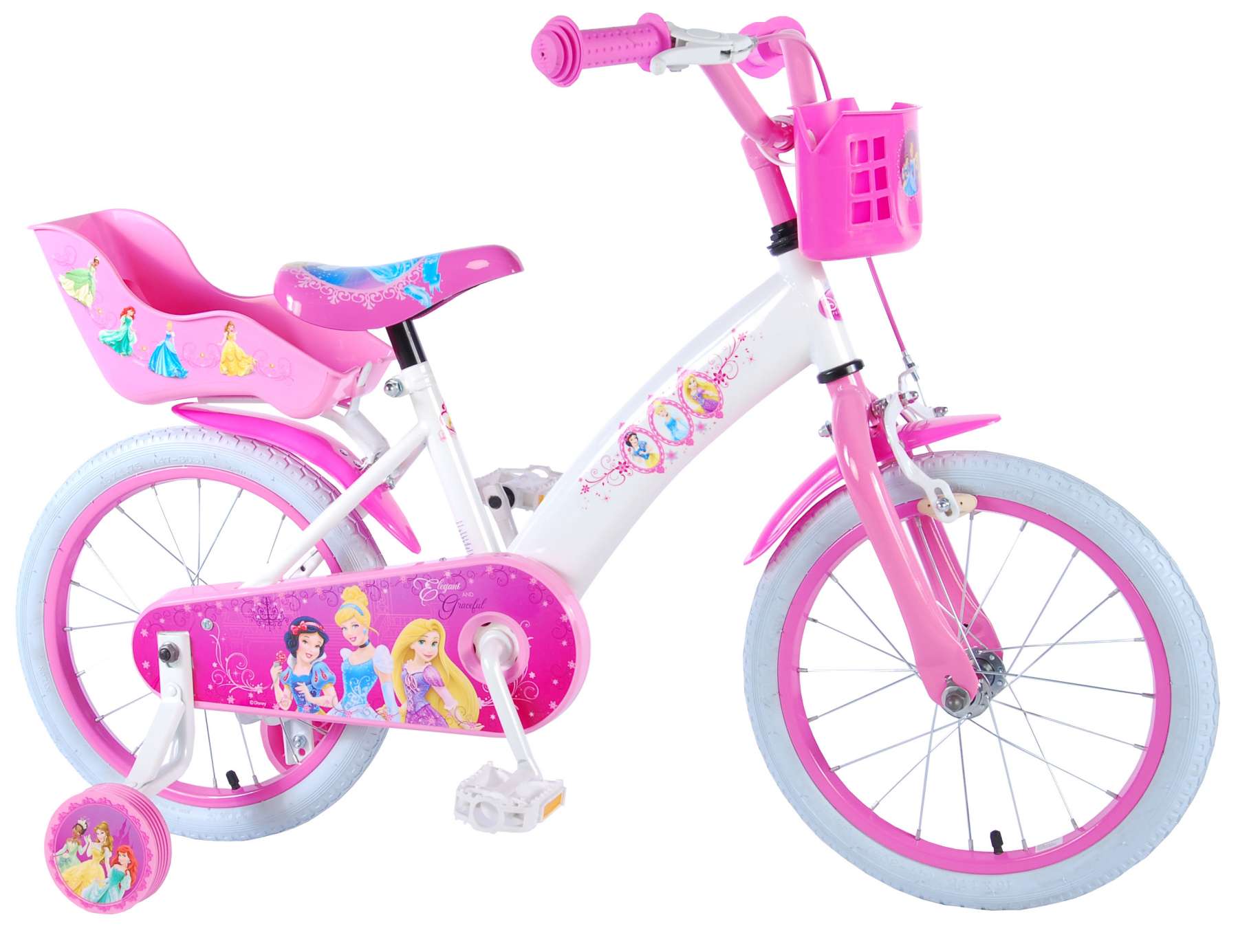 16 inch princess bike with doll carrier