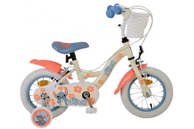 Disney Stitch Kids bike - Girls - 12 inch - Two hand brakes - Cream Coral Blue