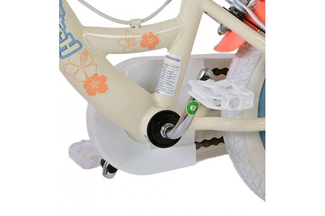 Disney Stitch Kinderfiets - Meisjes - 12 inch - Twee handremmen - Crème Koraal Blauw