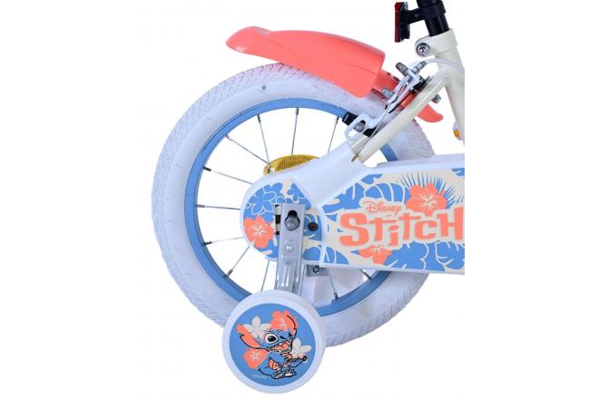 Disney Stitch Kids bike - Girls - 14 inch - Cream Coral Blue - Two hand brakes