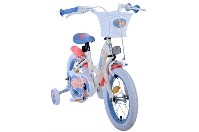 Disney Stitch Kids bike - Girls - 14 inch - Cream Coral Blue - Two hand brakes