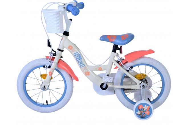 Disney Stitch Kids bike - Girls - 14 inch - Cream Coral Blue - Two hand brakes