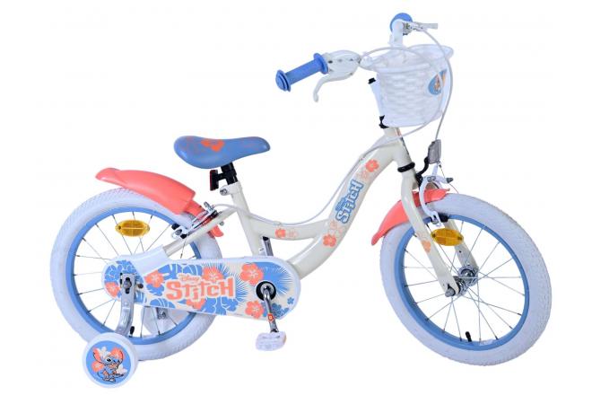 Disney Stitch Kids bike - Girls - 16 inch - Cream Coral Blue - Two hand brakes