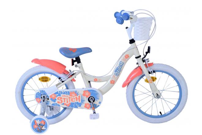 Disney Stitch Kids bike - Girls - 16 inch - Cream Coral Blue - Two hand brakes