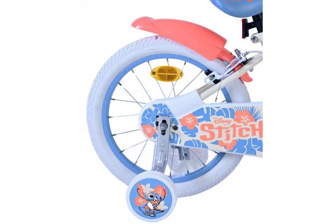 Disney Stitch Kids bike - Girls - 16 inch - Cream Coral Blue - Two hand brakes