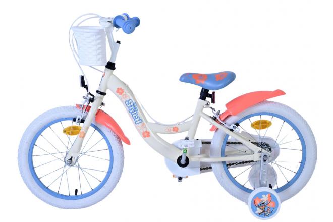 Disney Stitch Kids bike - Girls - 16 inch - Cream Coral Blue - Two hand brakes