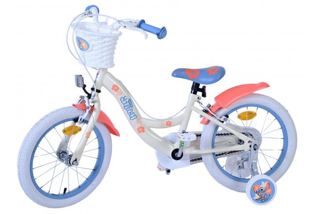 Disney Stitch Kids bike - Girls - 16 inch - Cream Coral Blue - Two hand brakes