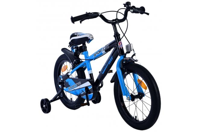 Volare Sportivo Kinderfiets - Boys - 16 inch - Blue Black - Two Hand Brakes