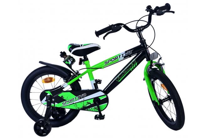 Volare Sportivo Kinderfiets - Boys - 16 inch - Green Black - Two Hand Brakes