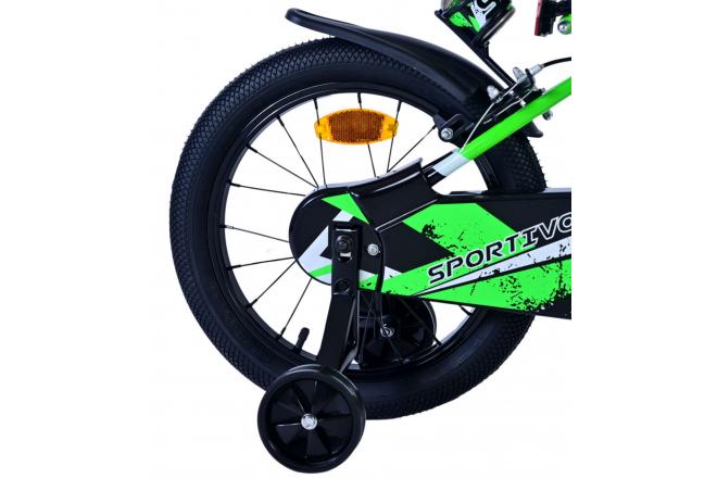 Volare Sportivo Kinderfiets - Boys - 16 inch - Green Black - Two Hand Brakes