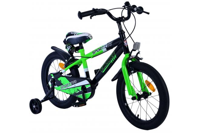 Volare Sportivo Kinderfiets - Boys - 16 inch - Green Black - Two Hand Brakes