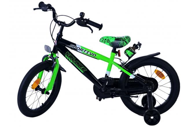 Volare Sportivo Kinderfiets - Boys - 16 inch - Green Black - Two Hand Brakes