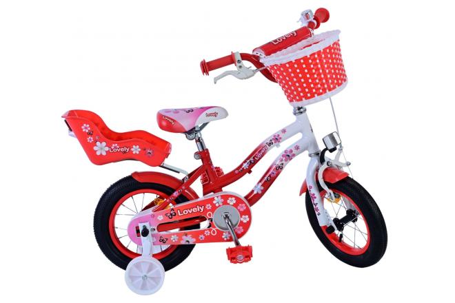 Volare Lovely Children's Bicycle - Girls - 12 inch - Red White