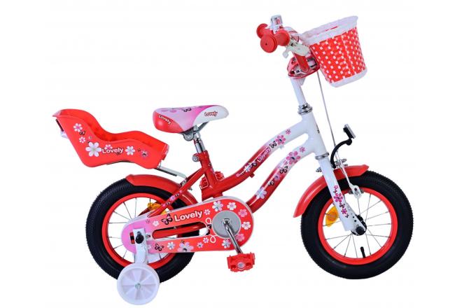 Volare Lovely Children's Bicycle - Girls - 12 inch - Red White