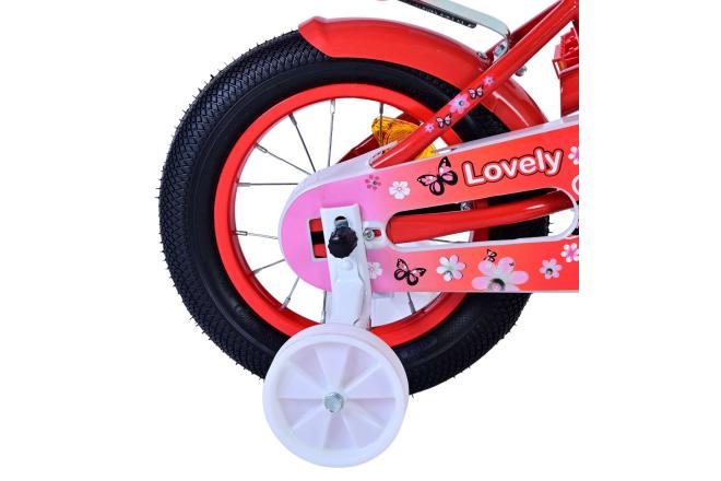 Volare Lovely Children's Bicycle - Girls - 12 inch - Red White