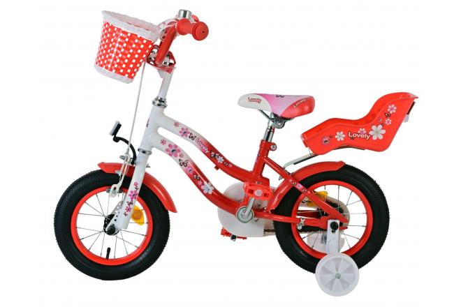 Volare Lovely Children's Bicycle - Girls - 12 inch - Red White