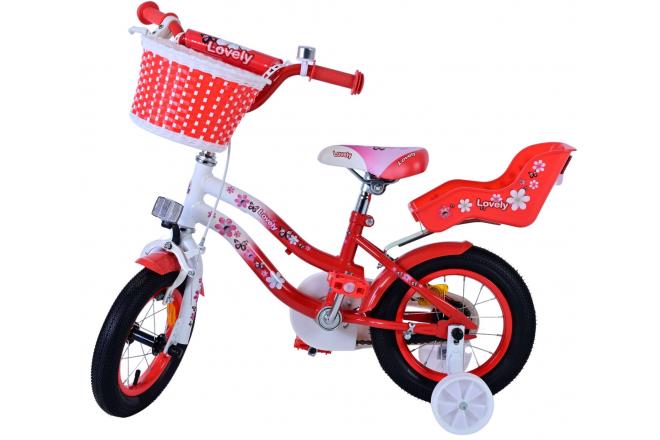 Volare Lovely Children's Bicycle - Girls - 12 inch - Red White